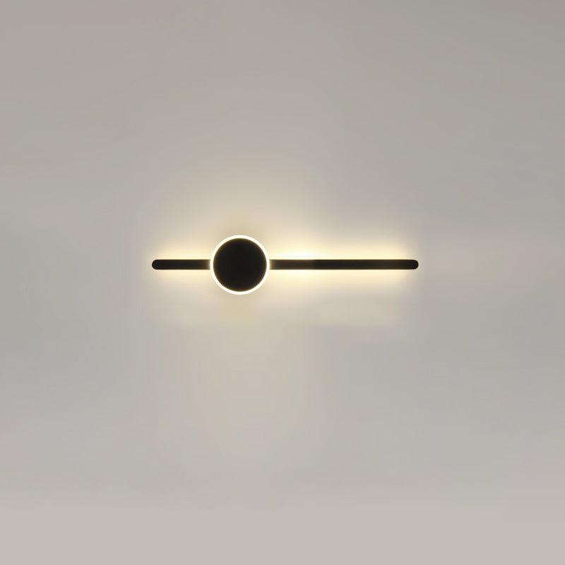 Linear Shape Metal Wall Lighting Modern Style 2 Lights Wall Mounted Light in Black