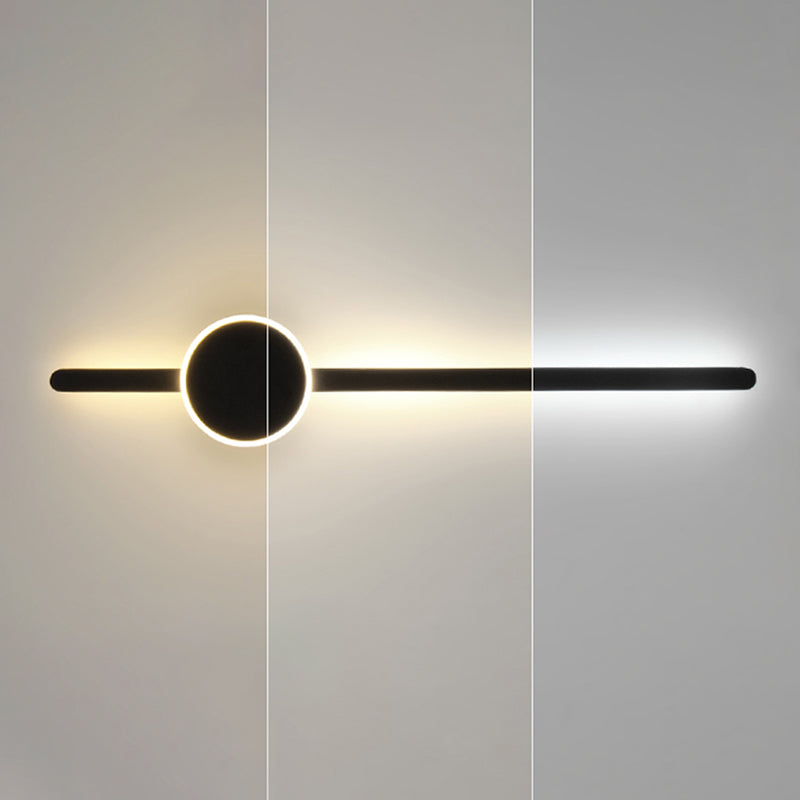 Linear Shape Metal Wall Lighting Modern Style 2 Lights Wall Mounted Light in Black