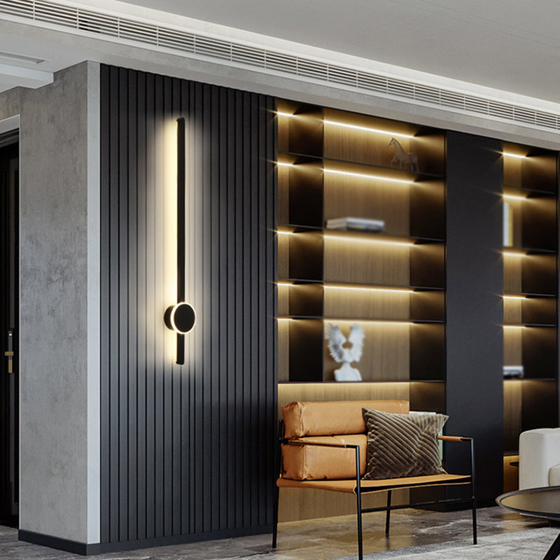 Linear Shape Metal Wall Lighting Modern Style 2 Lights Wall Mounted Light in Black