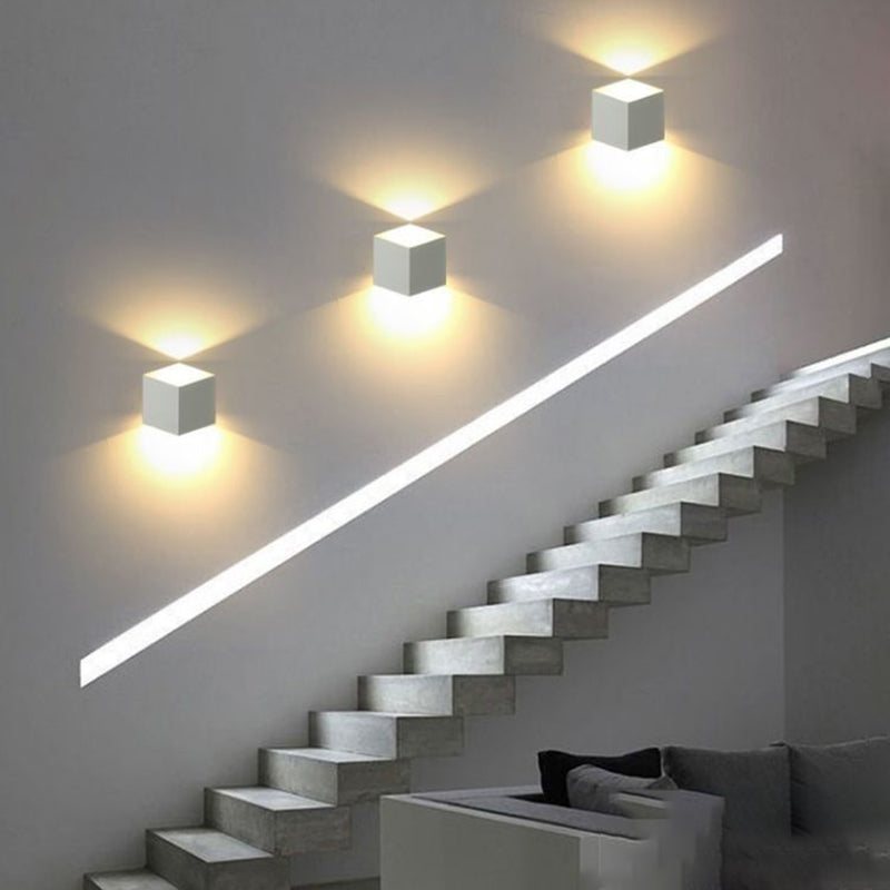 Geometric Shape Wall Lamp Modern Style Metal 2 Lights Wall Lights in White/Black