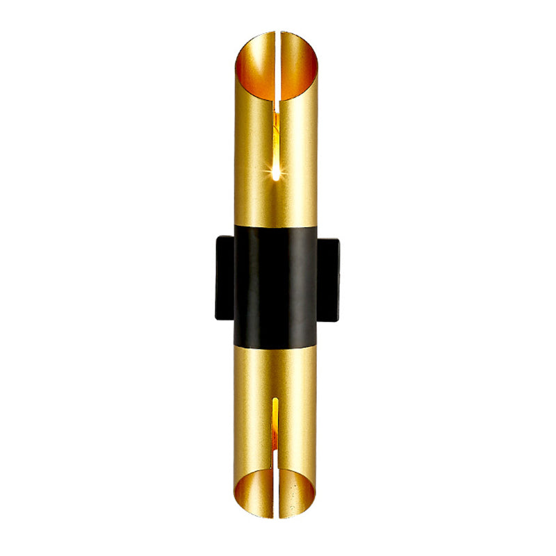 Gold Modern Wall Sconce Cylinder Shape Vanity Lamp with Metal Shade for Bathroom