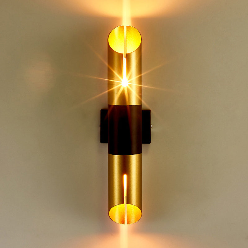 Gold Modern Wall Sconce Cylinder Shape Vanity Lamp with Metal Shade for Bathroom