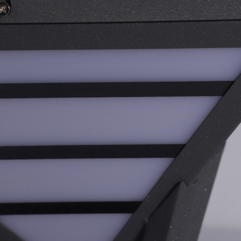 Cone Shape Metal Solar Pillar Lamp Modern 1 Light Outdoor Waterproof Light in Black