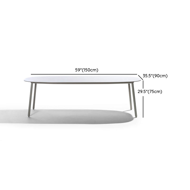 Oval Patio Dining Table Set 1/7 Pcs Stone Top Patio Dining Table with Chairs