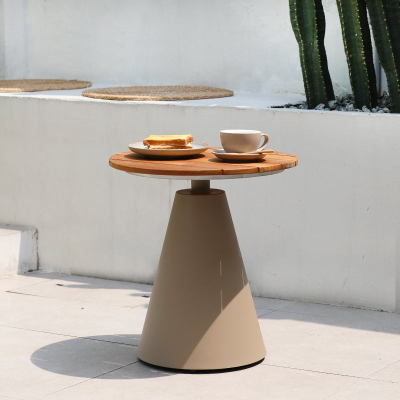 Round Outdoor Table Industrial Dining Table with Pedestal Base