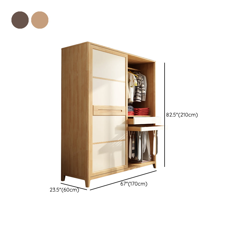 Modern Style Wardrobe Cabinet Wood Clothes Rail Wardrobe Armoire with Shelves