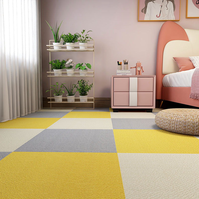 Carpet Tile Fade Resistant Non-Skid Solid Color Loose Lay Carpet Tiles Living Room