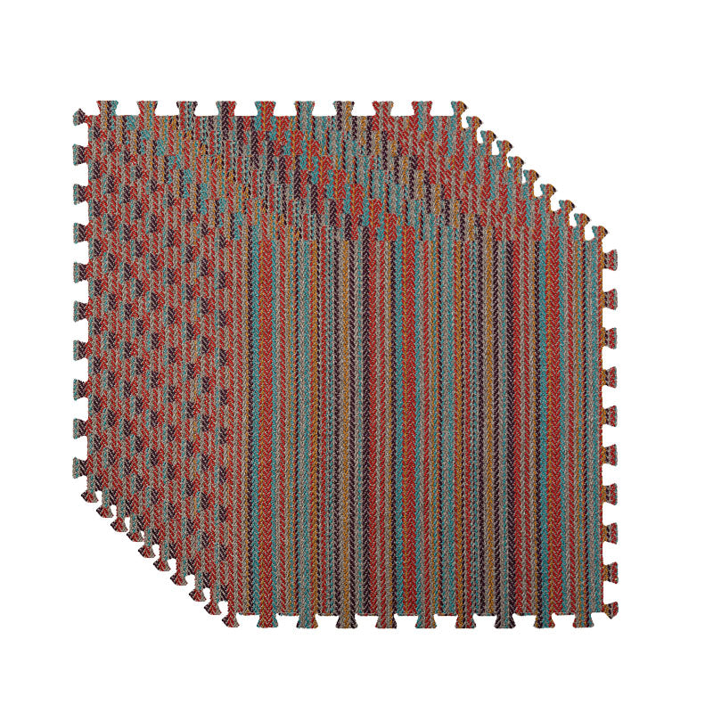 Carpet Tile Non-Skid Fade Resistant Striped Interlocking Carpet Tiles Dining Room