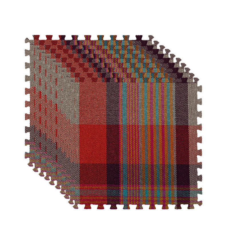 Carpet Tile Non-Skid Fade Resistant Striped Interlocking Carpet Tiles Dining Room