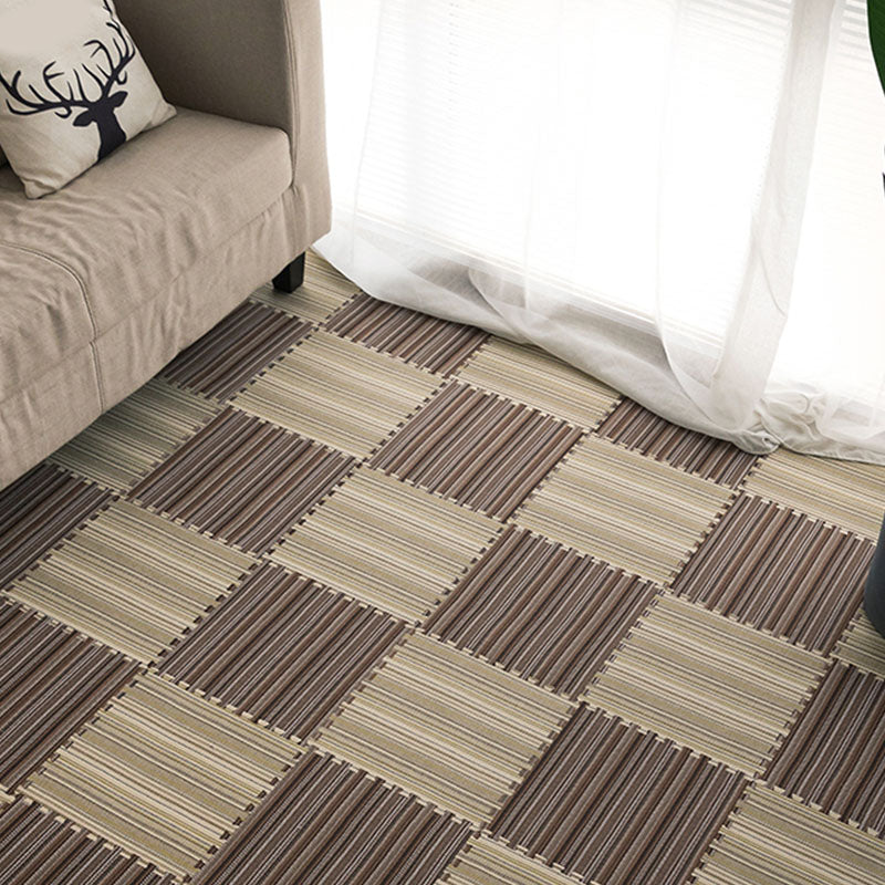 Carpet Tile Non-Skid Fade Resistant Striped Interlocking Carpet Tiles Dining Room