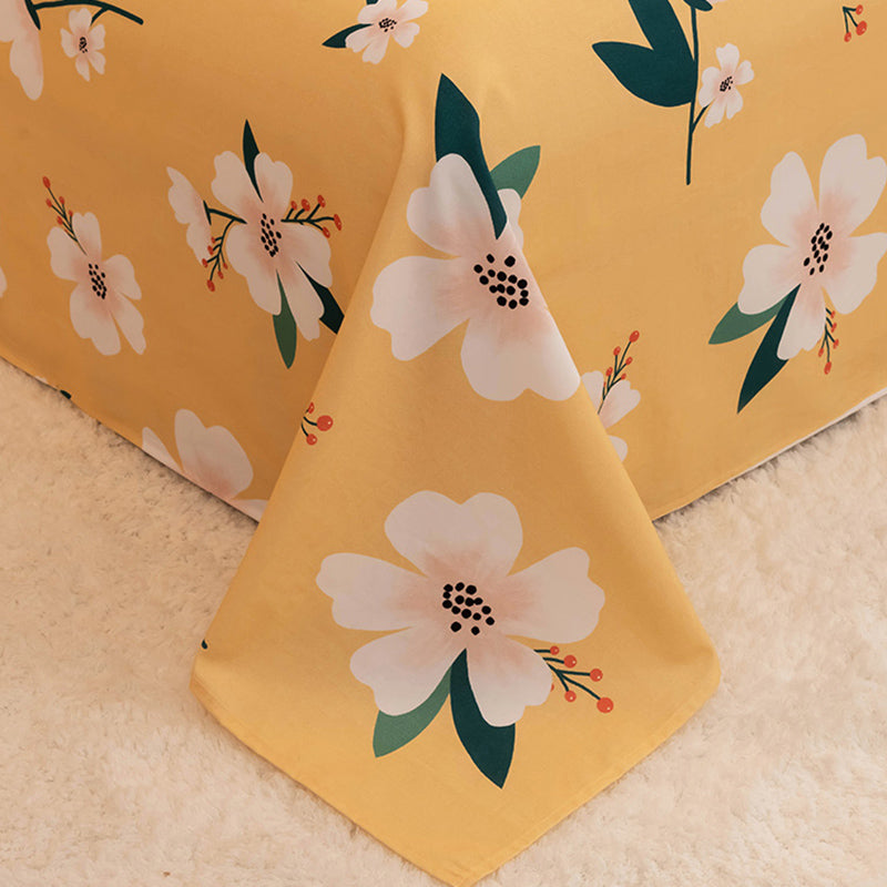 Floral Pattern Bed Sheet Breathable Skin-friendly Bed Sheet Set