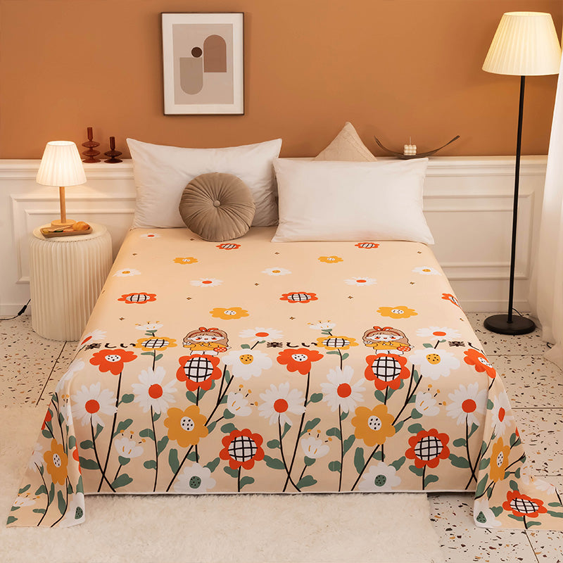 Floral Pattern Bed Sheet Breathable Skin-friendly Bed Sheet Set