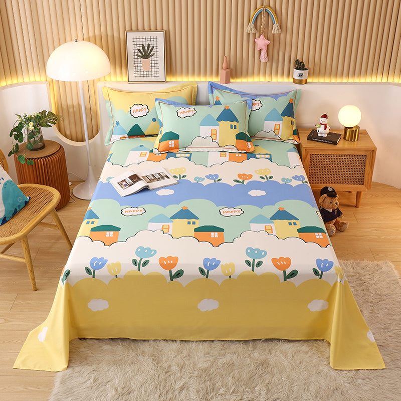 Floral Pattern Bed Sheet Breathable Skin-friendly Bed Sheet Set