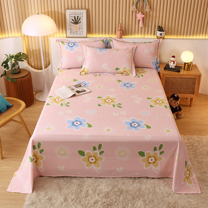 Floral Pattern Bed Sheet Breathable Skin-friendly Bed Sheet Set