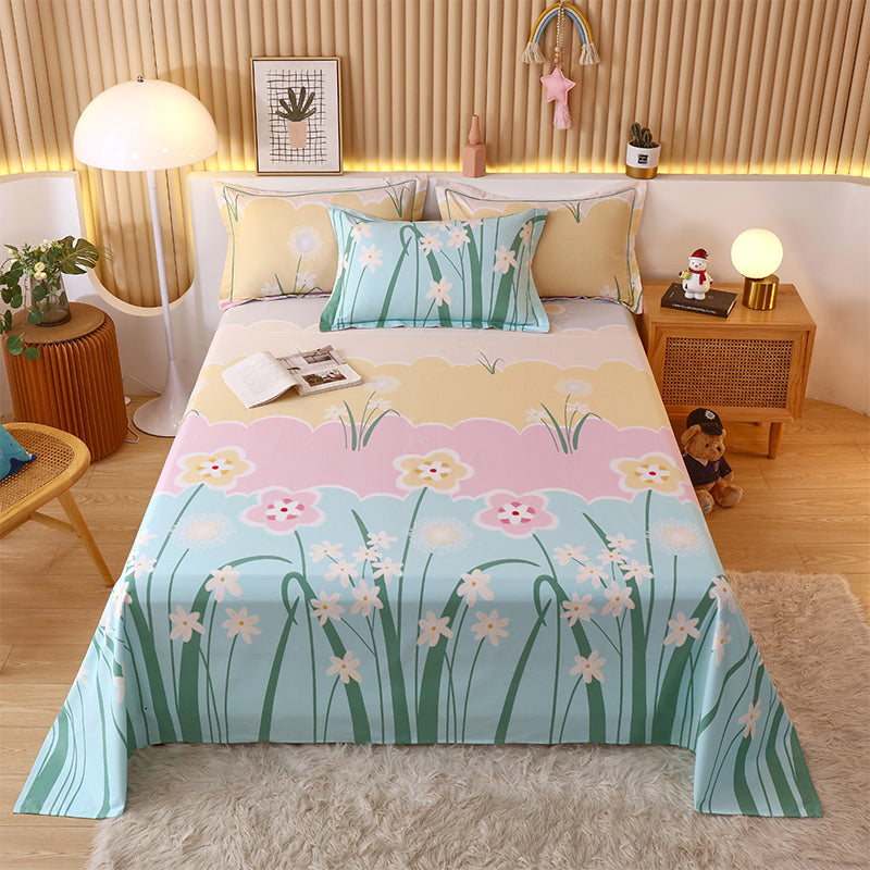 Floral Pattern Bed Sheet Breathable Skin-friendly Bed Sheet Set