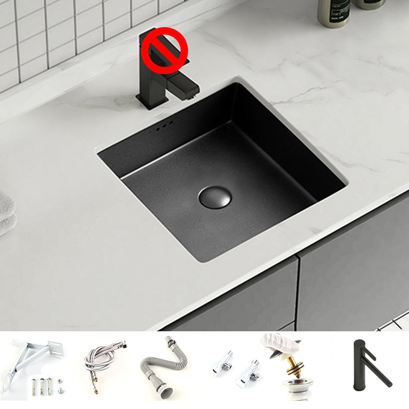 Modern Undermount Vanity Sink Square Porcelain with Pop-Up Drain Basin Sink
