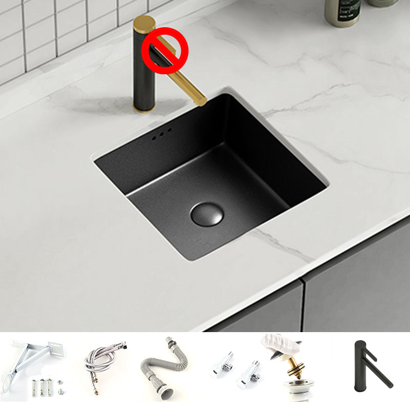 Modern Undermount Vanity Sink Square Porcelain with Pop-Up Drain Basin Sink