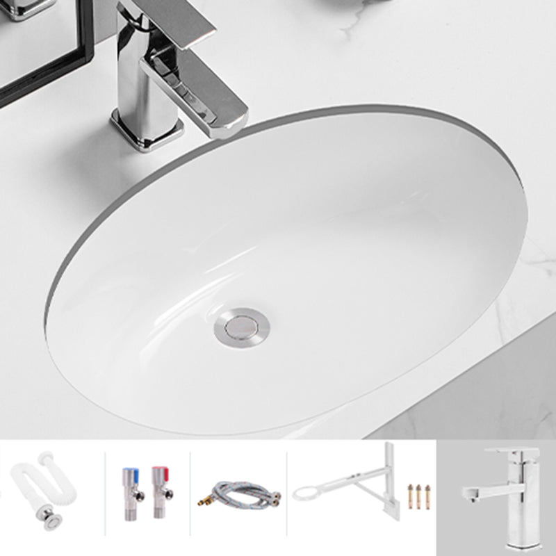 Modern Oval Wash Stand Ceramic Metal Undermount Bathroom Sink