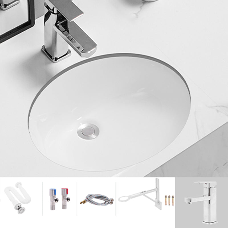 Modern Oval Wash Stand Ceramic Metal Undermount Bathroom Sink