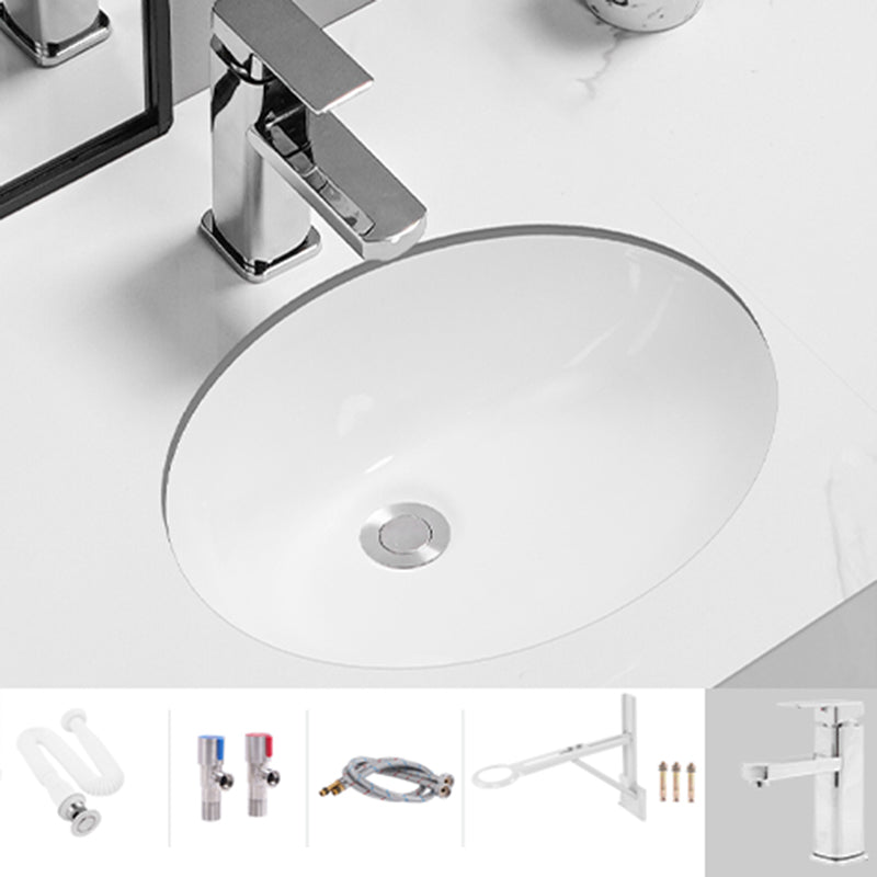 Modern Oval Wash Stand Ceramic Metal Undermount Bathroom Sink