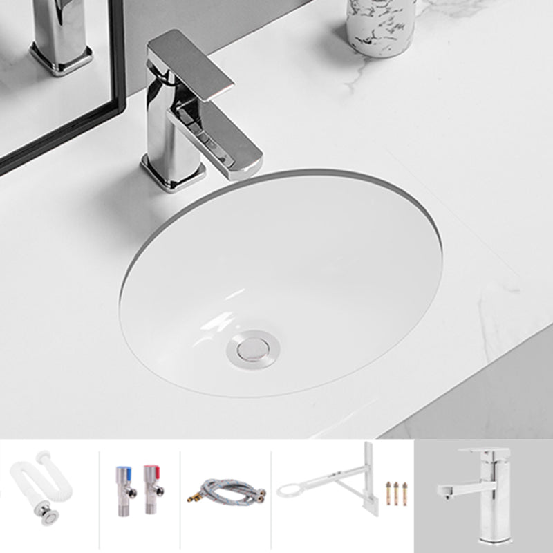 Modern Oval Wash Stand Ceramic Metal Undermount Bathroom Sink
