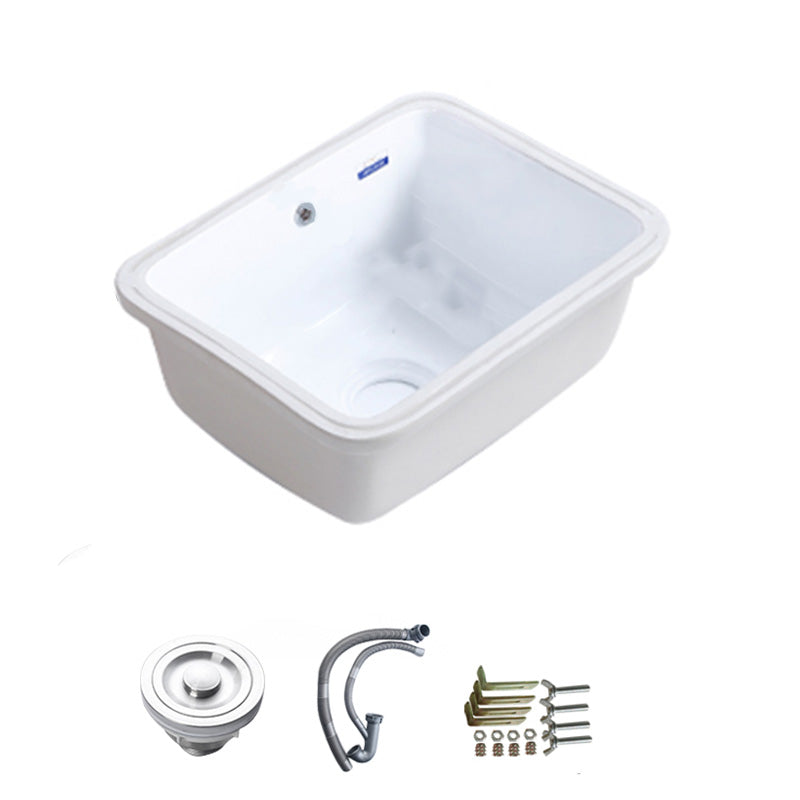 Modern Bathroom Sink Porcelain with Overflow and Drain Assembly Undermount Vanity Sink