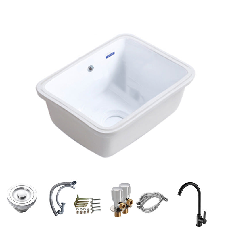 Modern Bathroom Sink Porcelain with Overflow and Drain Assembly Undermount Vanity Sink