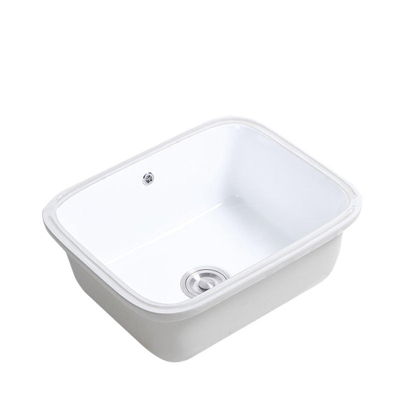 Modern Bathroom Sink Porcelain with Overflow and Drain Assembly Undermount Vanity Sink