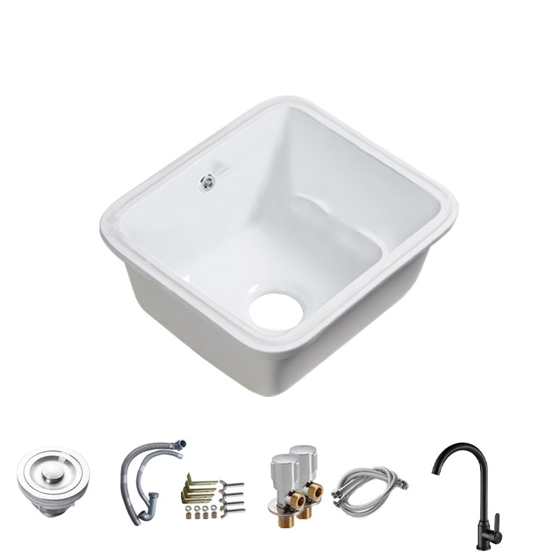 Modern Bathroom Sink Porcelain with Overflow and Drain Assembly Undermount Vanity Sink