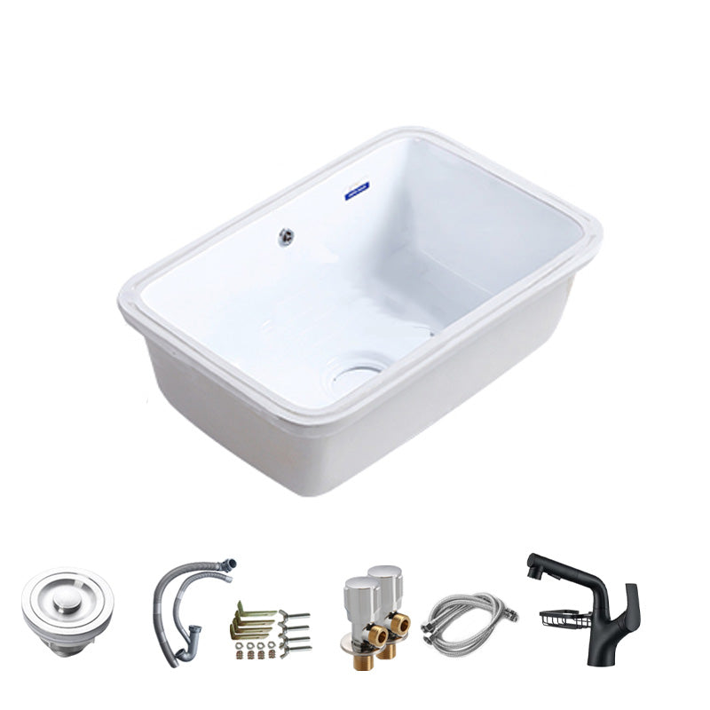 Modern Bathroom Sink Porcelain with Overflow and Drain Assembly Undermount Vanity Sink