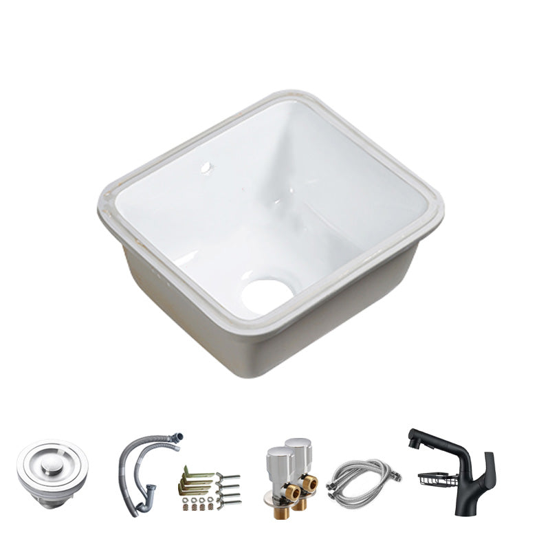 Modern Bathroom Sink Porcelain with Overflow and Drain Assembly Undermount Vanity Sink