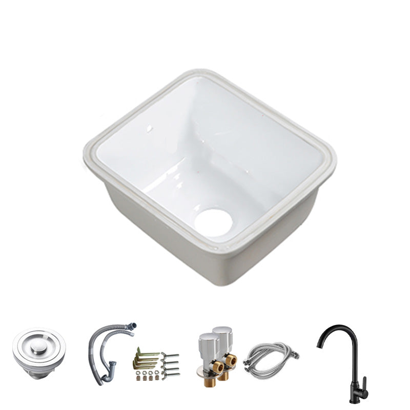 Modern Bathroom Sink Porcelain with Overflow and Drain Assembly Undermount Vanity Sink