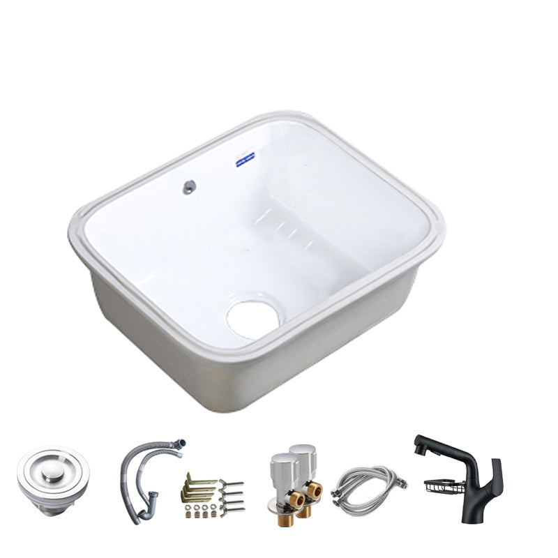 Modern Bathroom Sink Porcelain with Overflow and Drain Assembly Undermount Vanity Sink