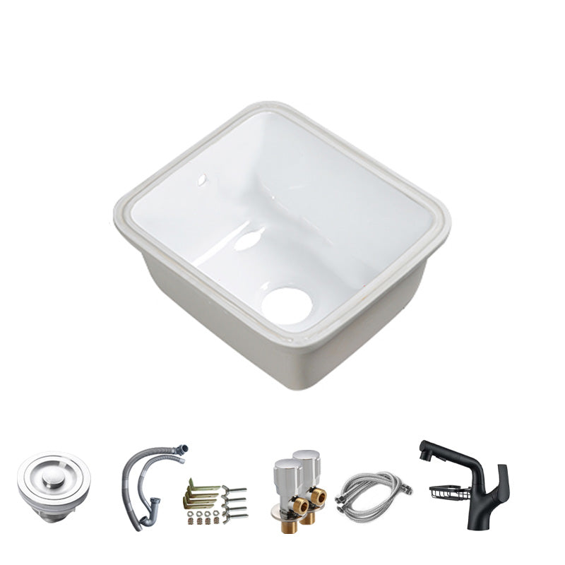 Modern Bathroom Sink Porcelain with Overflow and Drain Assembly Undermount Vanity Sink