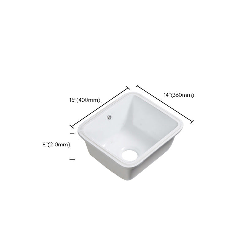 Modern Bathroom Sink Porcelain with Overflow and Drain Assembly Undermount Vanity Sink