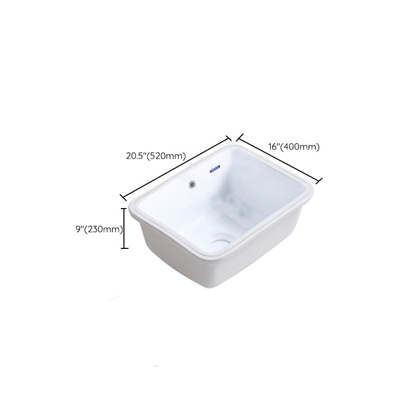 Modern Bathroom Sink Porcelain with Overflow and Drain Assembly Undermount Vanity Sink