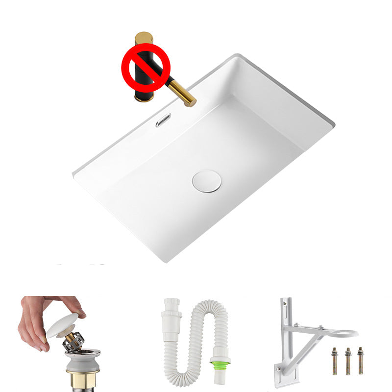 Modern Undermount Bathroom Sink Rectangular Porcelain with Faucet Basin Sink