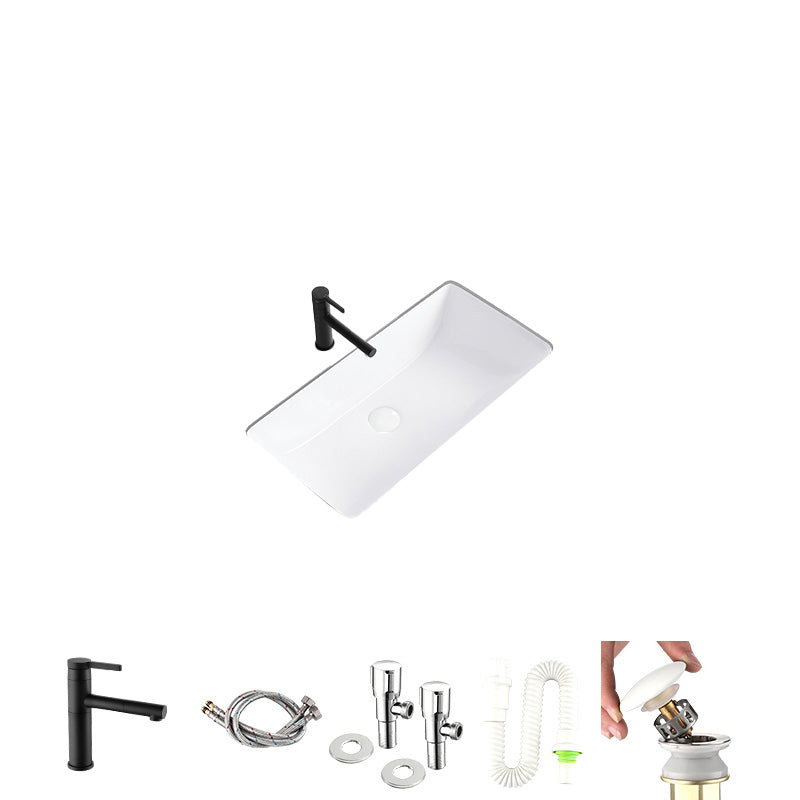 Modern Undermount Bathroom Sink Rectangular Porcelain with Faucet Basin Sink