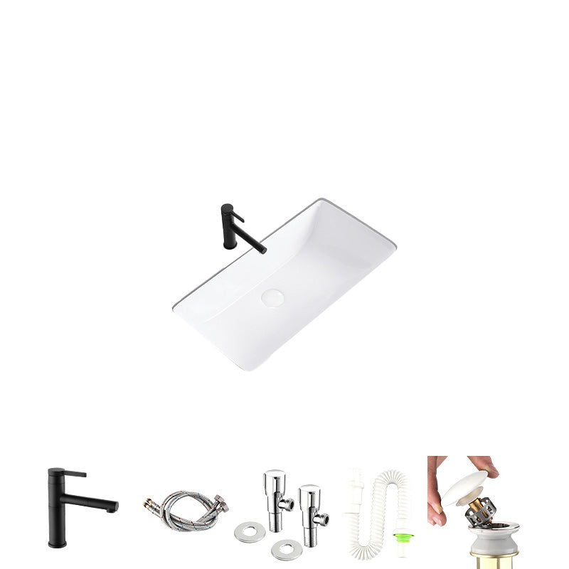 Modern Undermount Bathroom Sink Rectangular Porcelain with Faucet Basin Sink