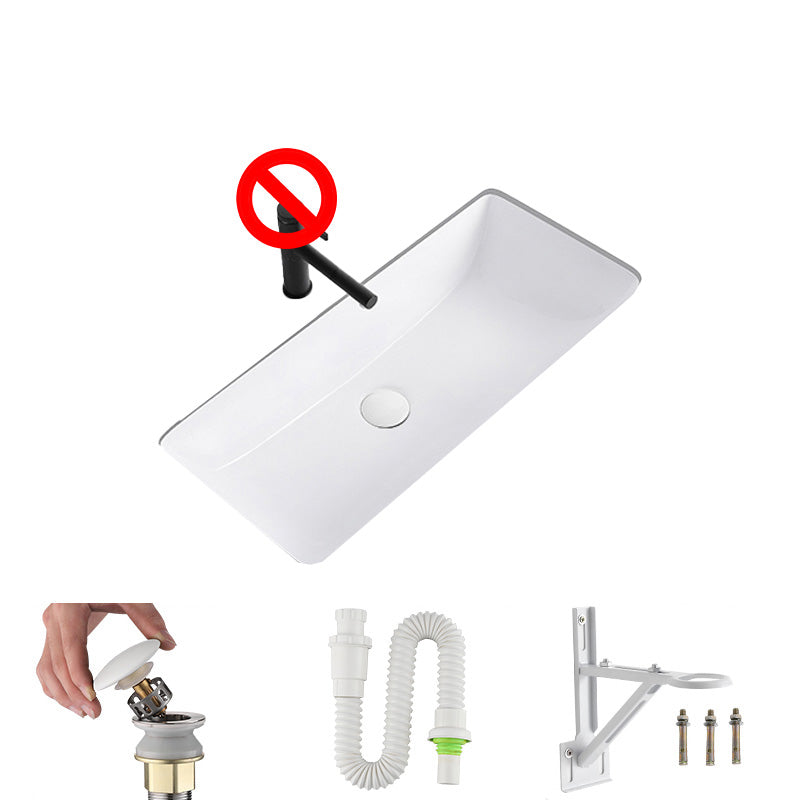 Modern Undermount Bathroom Sink Rectangular Porcelain with Faucet Basin Sink