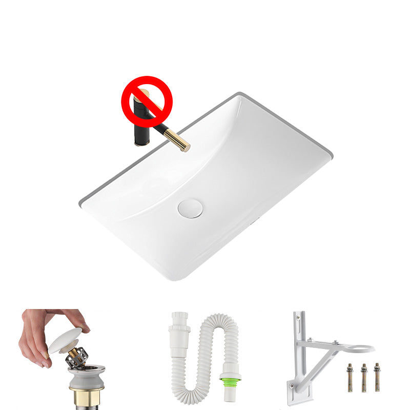 Modern Undermount Bathroom Sink Rectangular Porcelain with Faucet Basin Sink