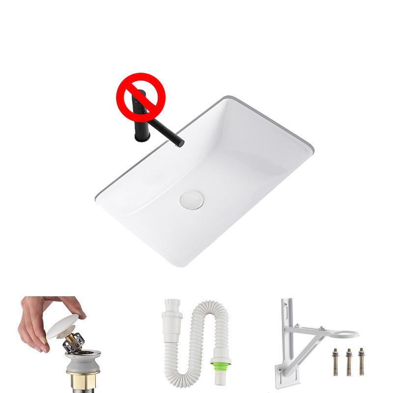 Modern Undermount Bathroom Sink Rectangular Porcelain with Faucet Basin Sink