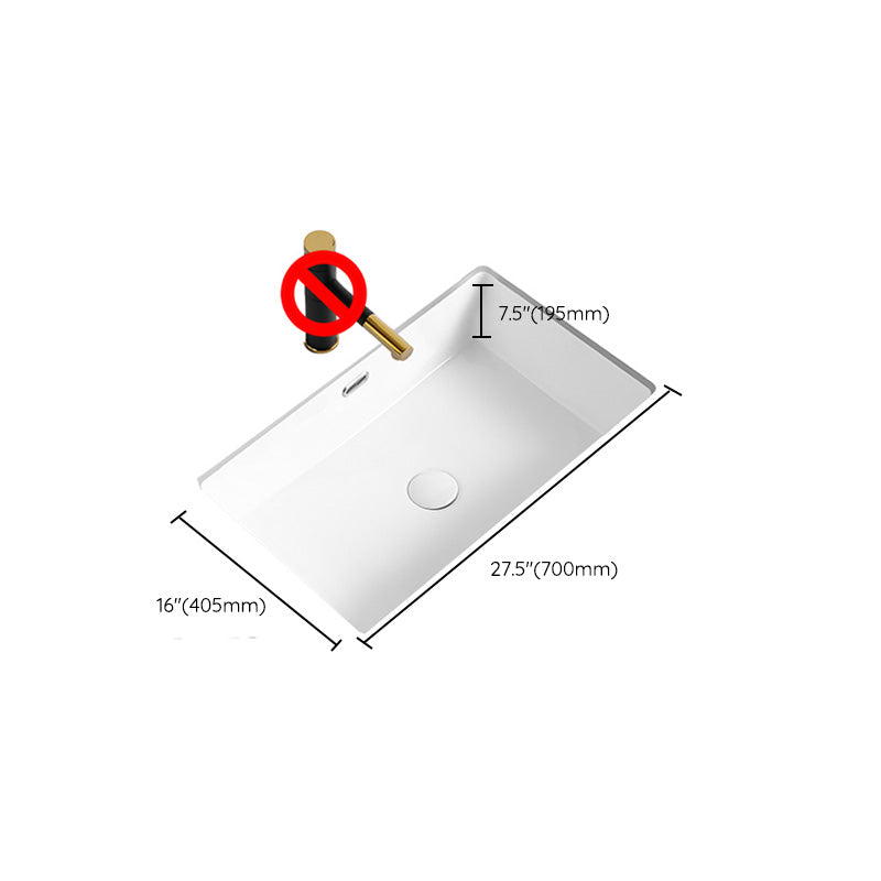 Modern Undermount Bathroom Sink Rectangular Porcelain with Faucet Basin Sink