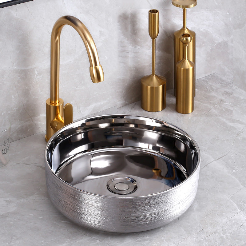 Round Bathroom Sink Contemporary Porcelain Trough Bathroom Sink