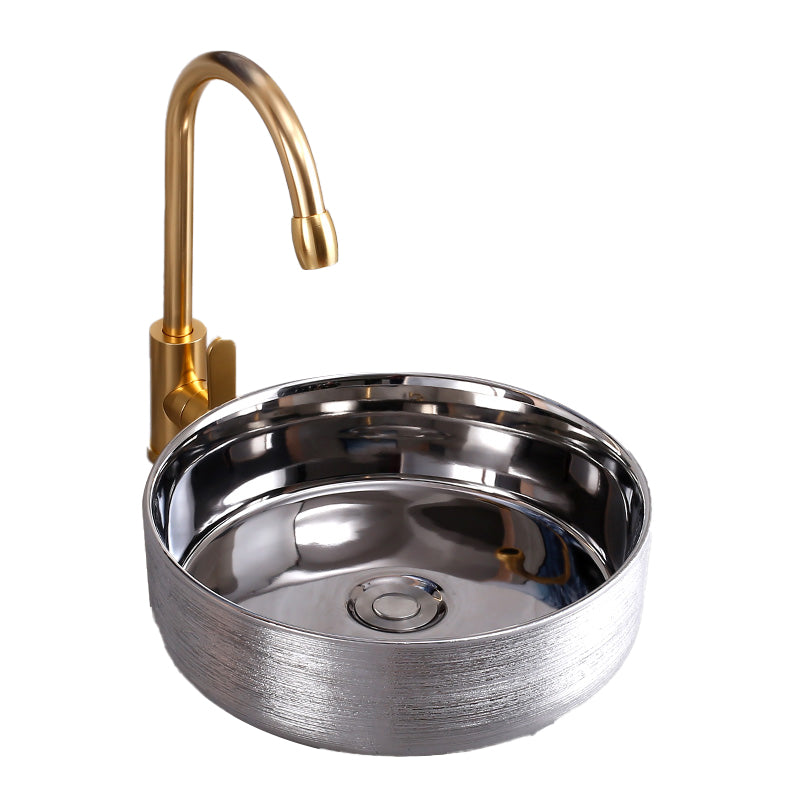 Round Bathroom Sink Contemporary Porcelain Trough Bathroom Sink