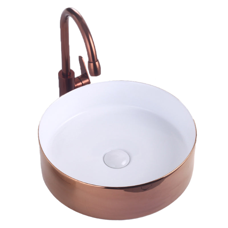 Round Bathroom Sink Contemporary Porcelain Trough Bathroom Sink