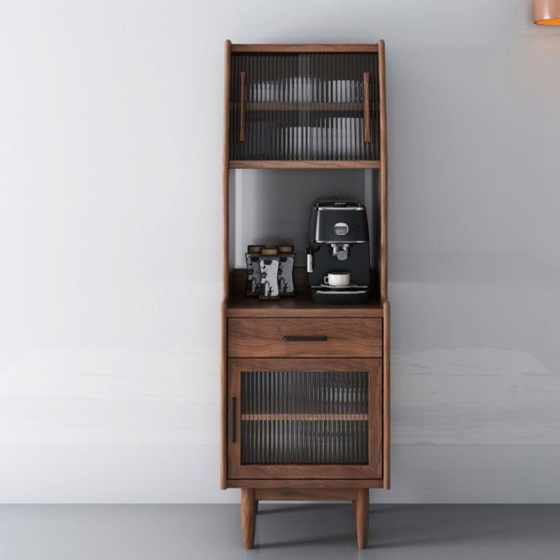 Ultra Modern Pine Dining Hutch Glass Doors Storage Cabinet for Dining Room