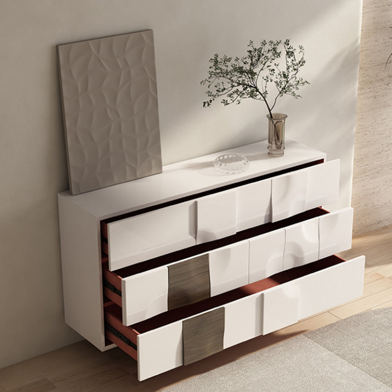 Contemporary Horizontal Double Dresser White/Gray Storage Dresser for Home