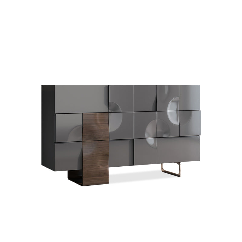 Contemporary Horizontal Double Dresser White/Gray Storage Dresser for Home