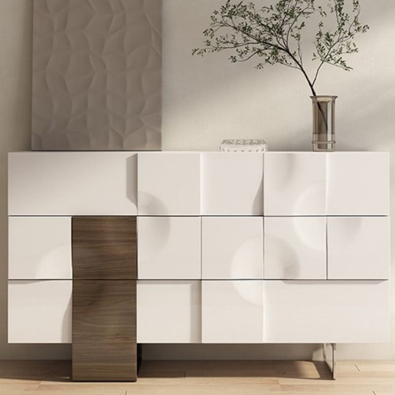 Contemporary Horizontal Double Dresser White/Gray Storage Dresser for Home